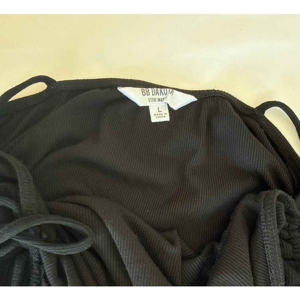 B.B. Dakota Little Black Dress Ruched Mini Adjustable Bodycon Womens Large - Picture 8 of 9